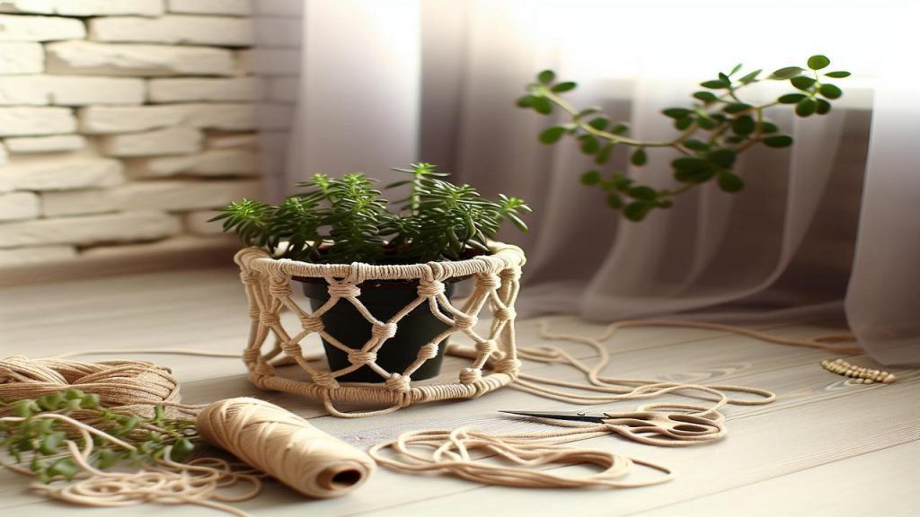 prosty kwietnik z makramy jak zrobić